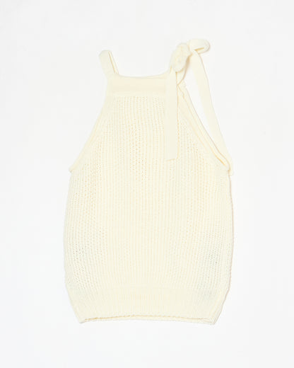 knit ribbon tank top white