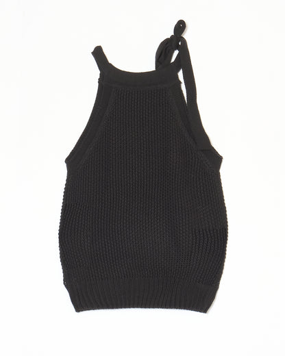 knit ribbon tank top black
