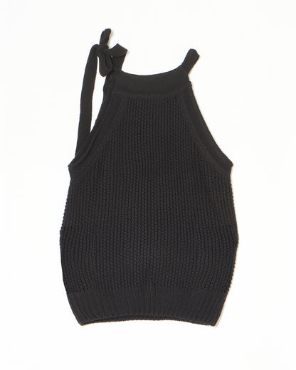knit ribbon tank top black