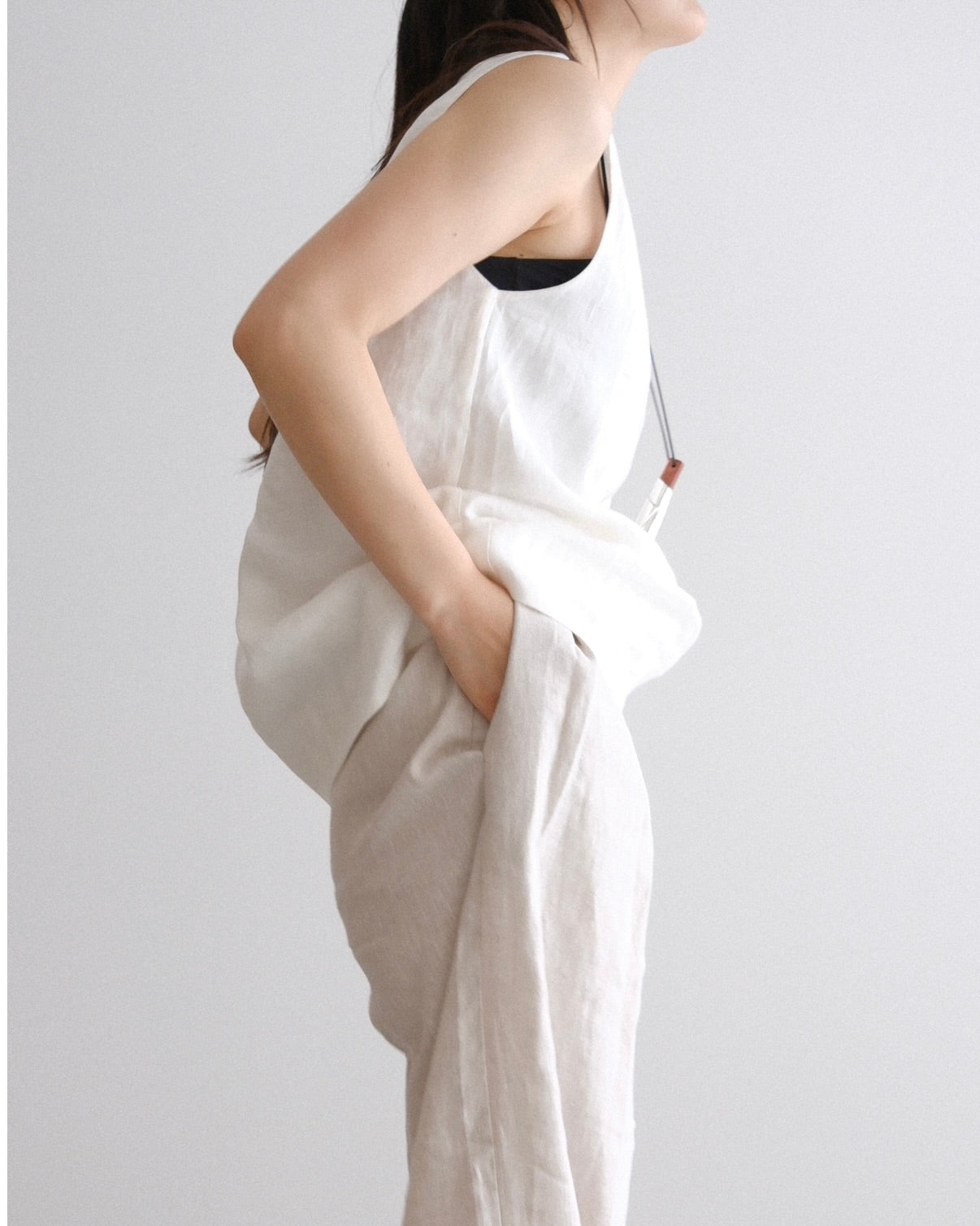 [8/13new]Shoulder Tie Linen Top