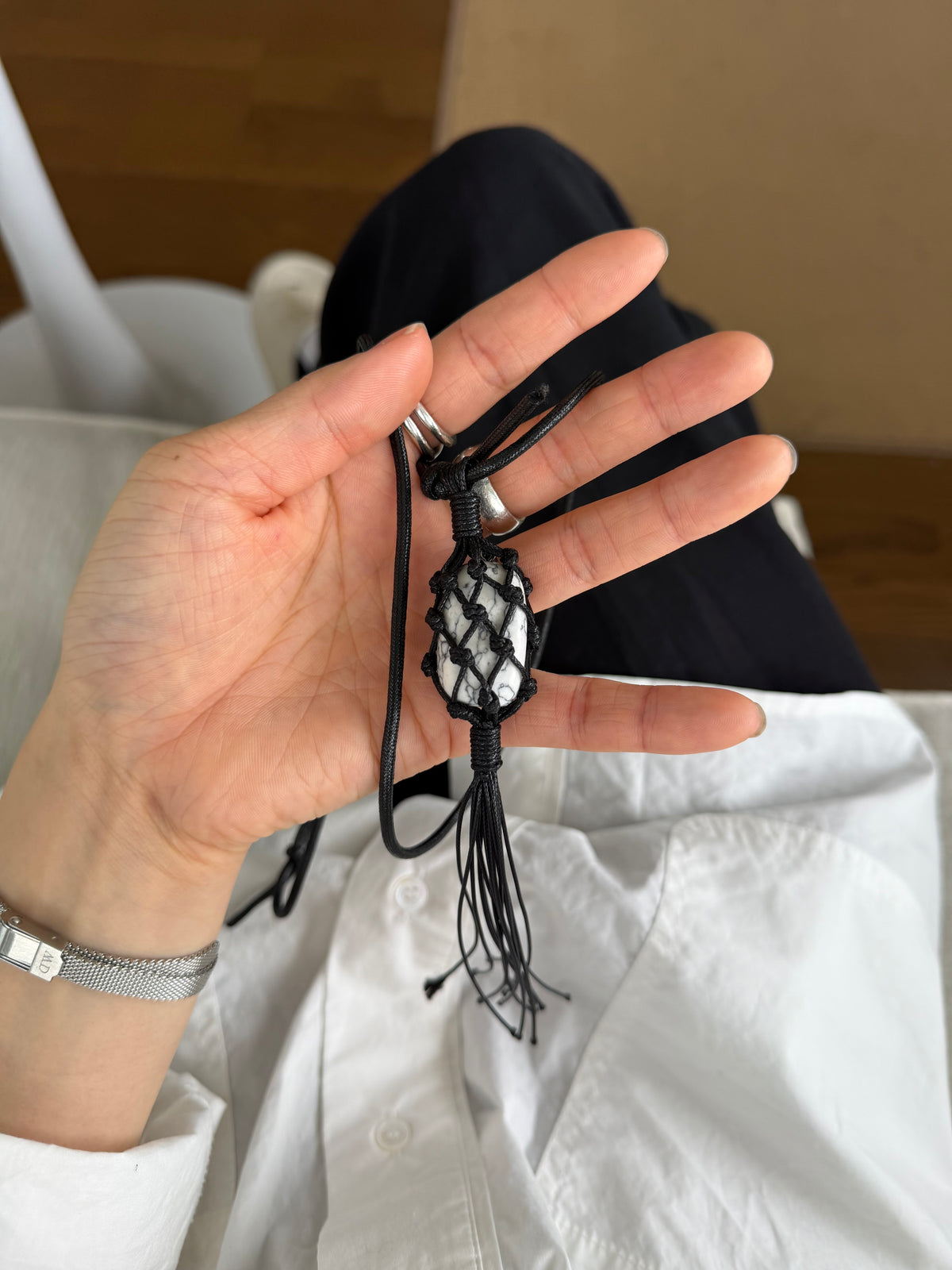 [9/17new] macramé stone necklace 10月中旬～下旬入荷