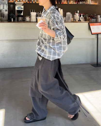 Sheer Check Airy Shirt gray