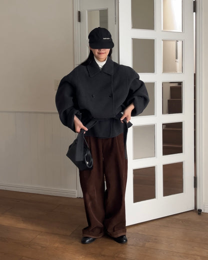 [11/27new] Drape Wool P-Coat gray 12月下旬～1月初旬入荷