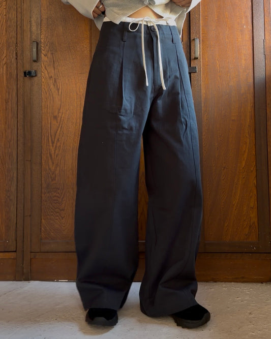 ［3/19new］Cotton Tencel Wide Slacks navy