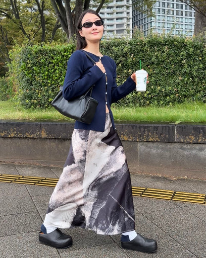 [9/24new] ink wash skirt BK 10月初旬〜中旬入荷