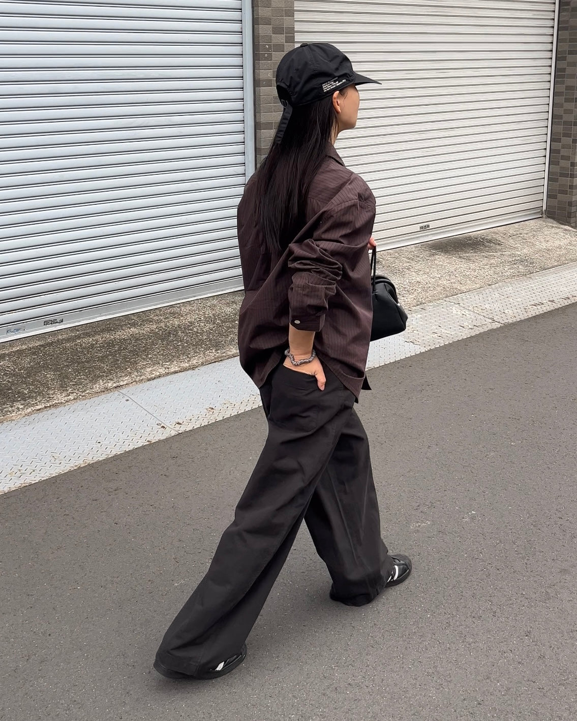 [11/20new]Buckle Straight Cotton Pants black