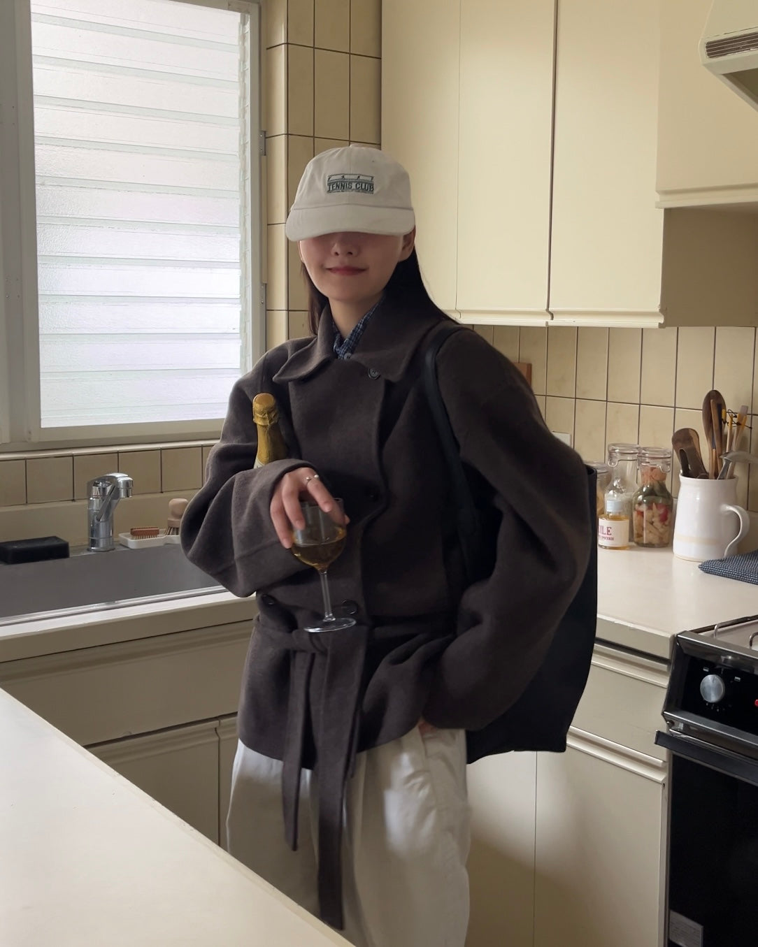 Drape Wool P-Coat brown