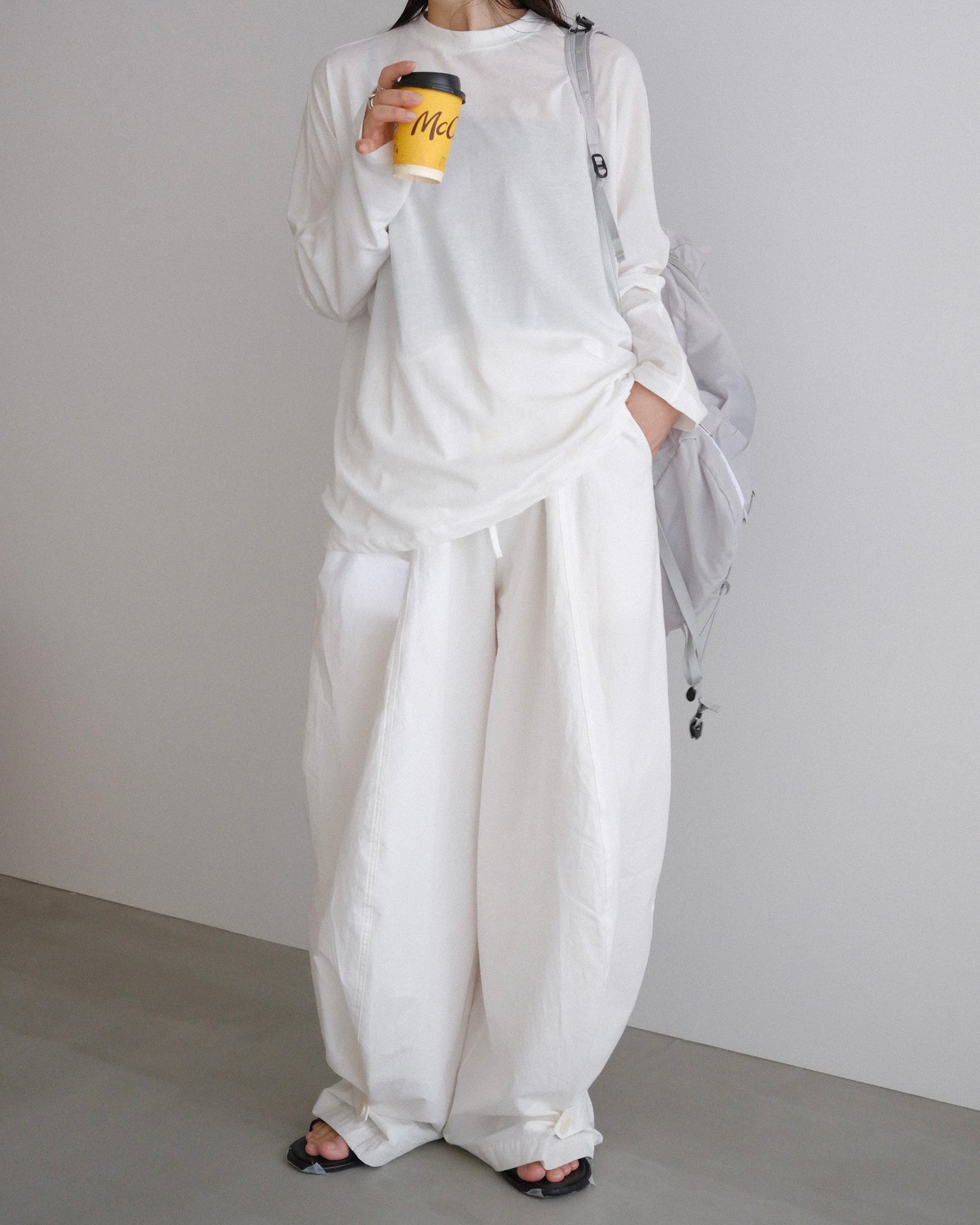 [7/9new]front volume balloon pants  white