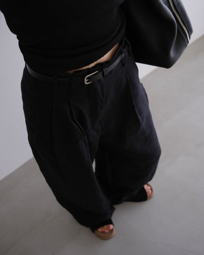 [8/20new]full linen belt pants black
