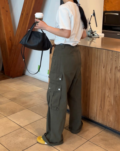 Curve Leather 2way handle bag