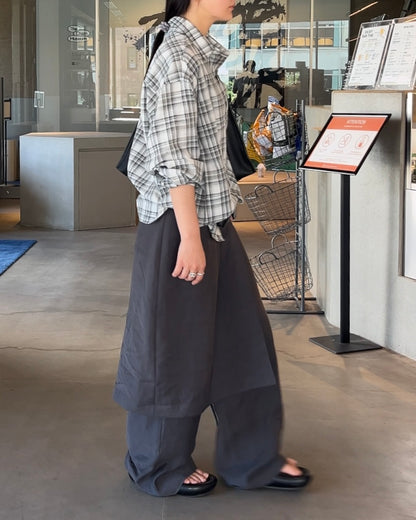 Sheer Check Airy Shirt gray