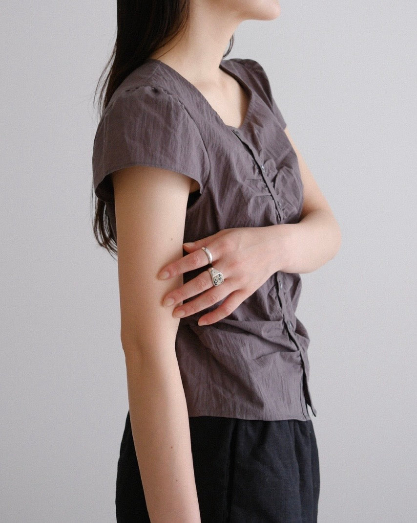 [9/17new]Gather Front Blouse gray