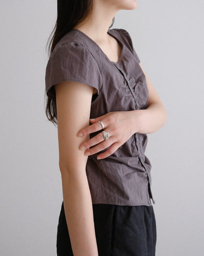 [9/17new]Gather Front Blouse gray