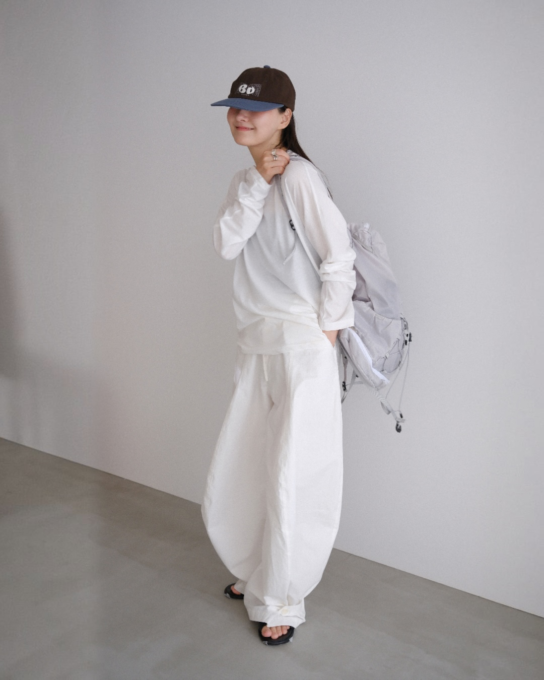[7/9new]front volume balloon pants  white