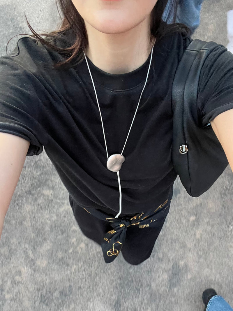 Cutoff Linen Tee  black