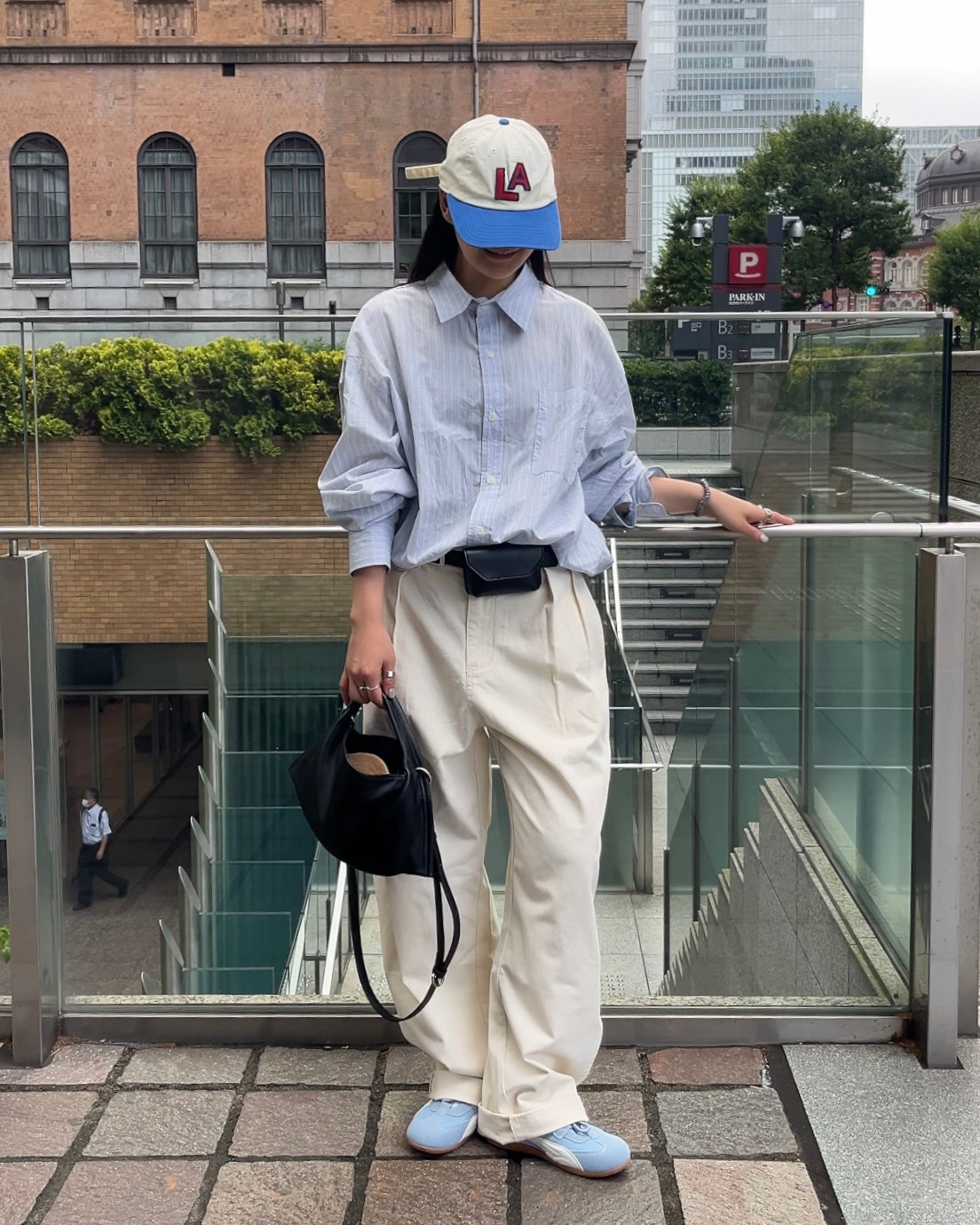 Curve Leather 2way handle bag