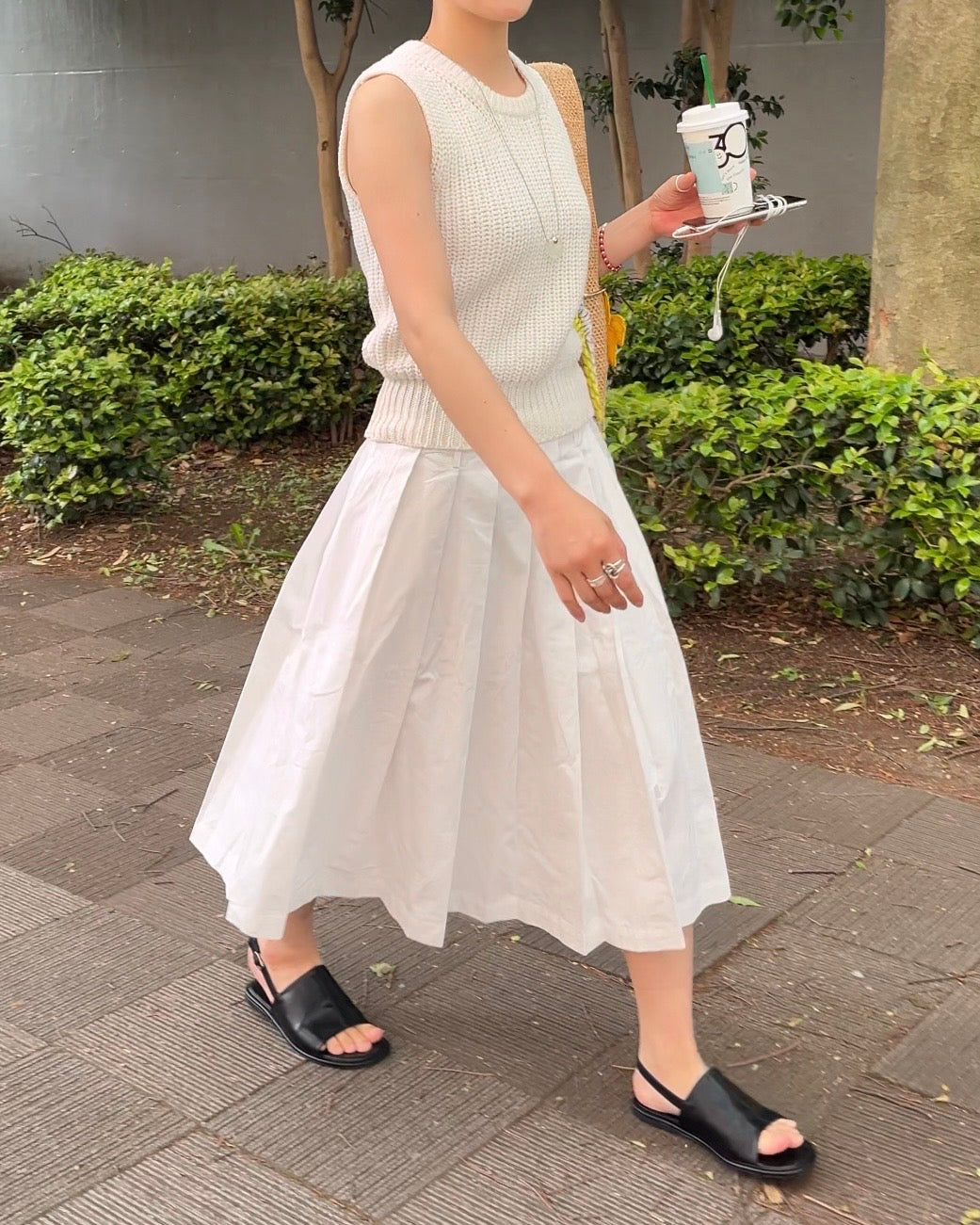 [5/7new]Cotton Full Line Pleated Skirt