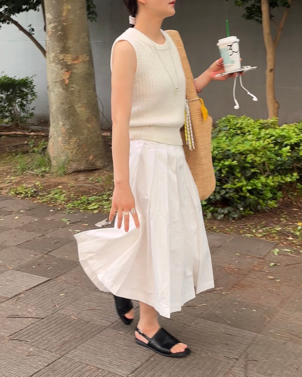 [5/7new]Cotton Full Line Pleated Skirt