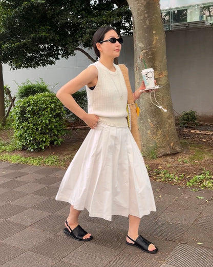[5/7new]Cotton Full Line Pleated Skirt
