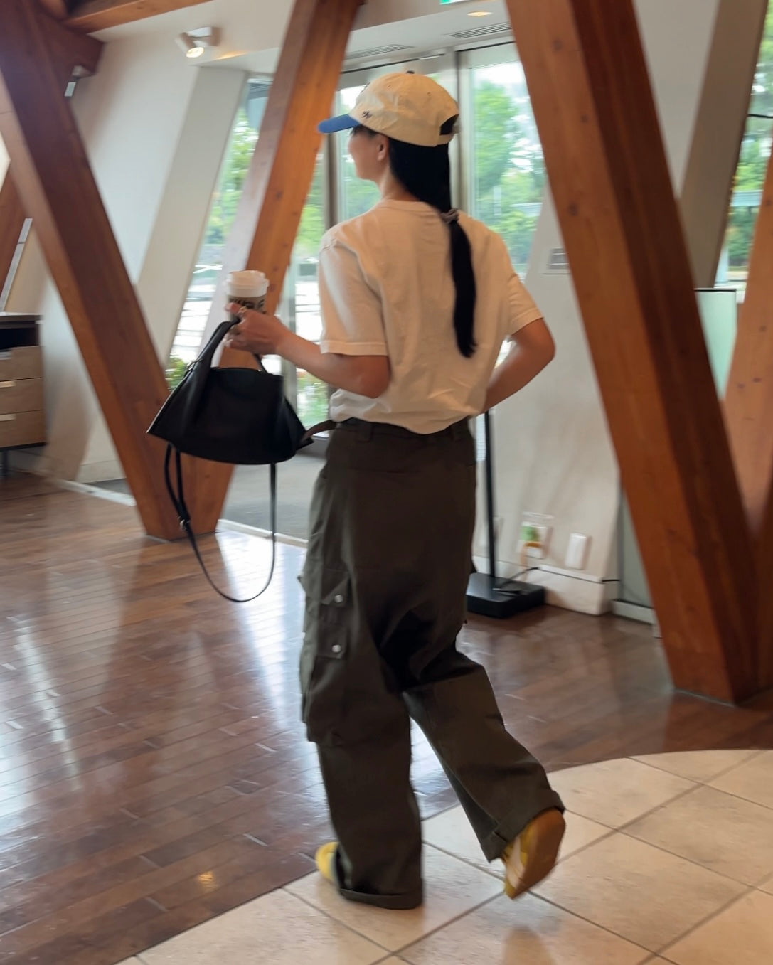 Curve Leather 2way handle bag