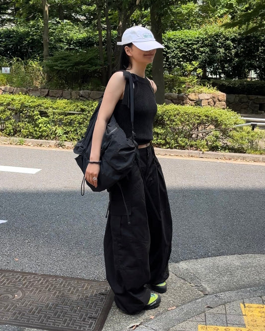 [8/14new] Cargo Parachute Pants black