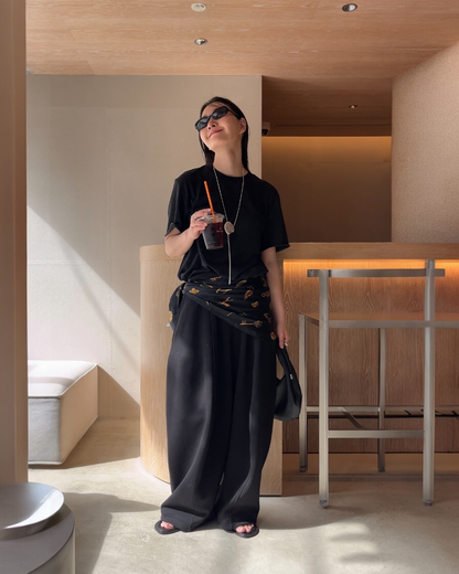 [5/21new]Curved Wide Sweat Pants black 6月上旬〜中旬入荷