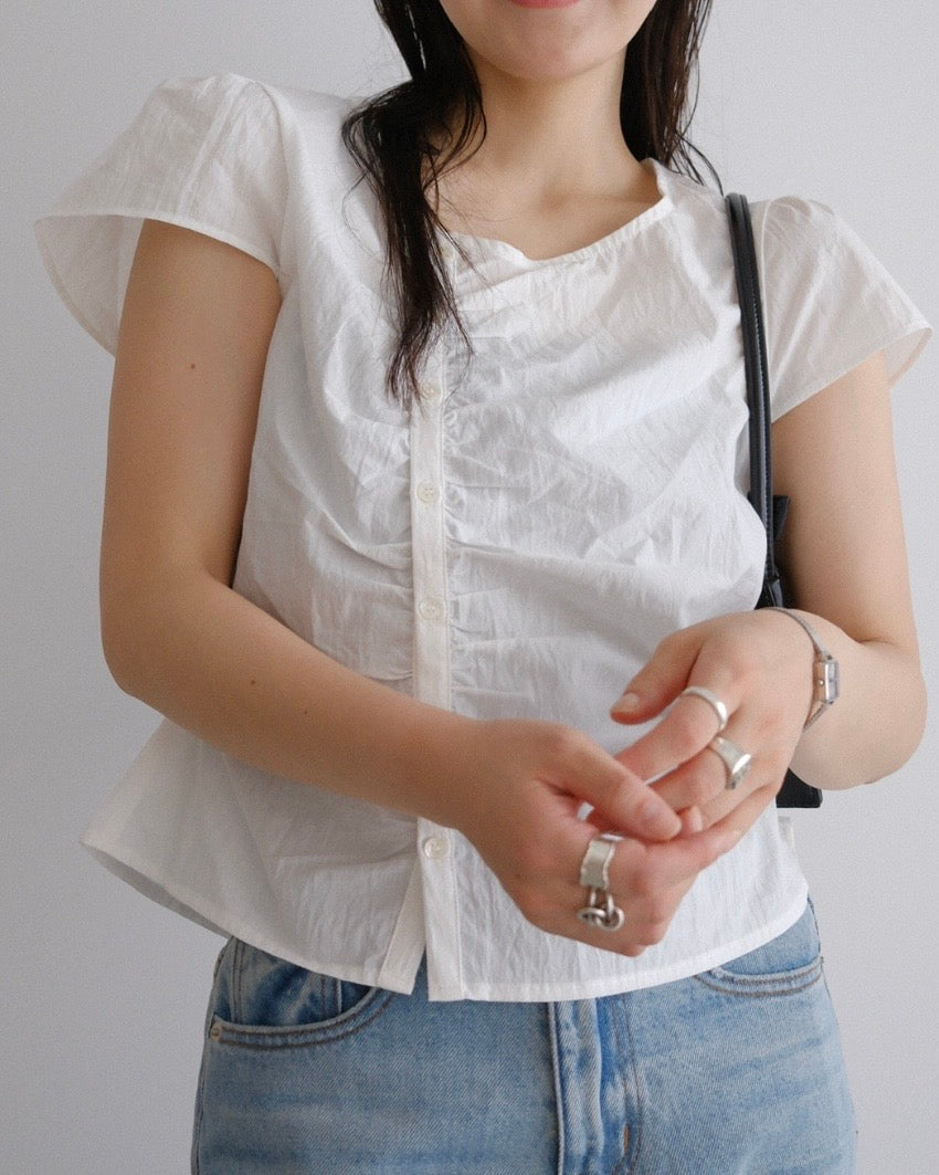 [9/17new]Gather Front Blouse white