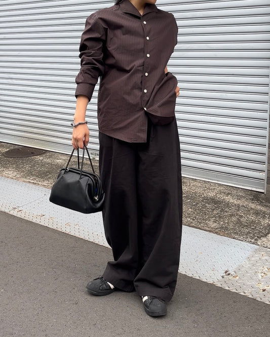 [11/20 new]Convertible Collar Stripe Shirt brown
