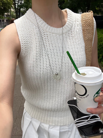 [5/7new]Raw Linen Knit Top Tank white 5月下旬入荷分