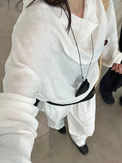 [4/23new]Linen Drape Airy Blouse