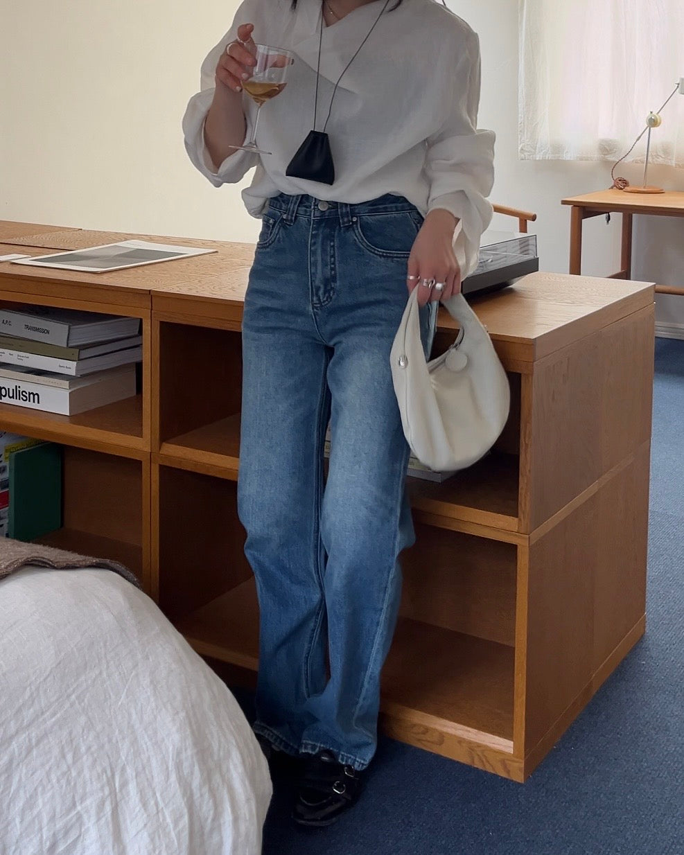 [4/23new]Cotton Blend Straight Denim
