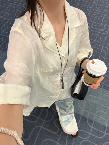 [6/25new]Linen Open Collar setup