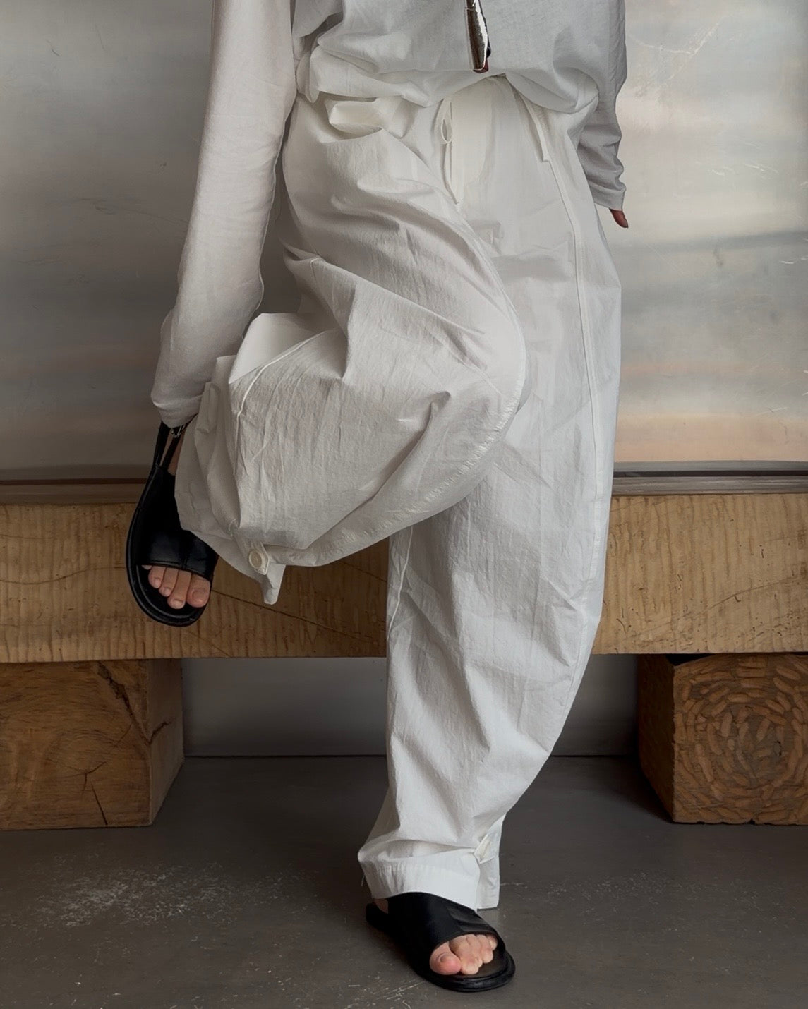 [7/9new]front volume balloon pants  white