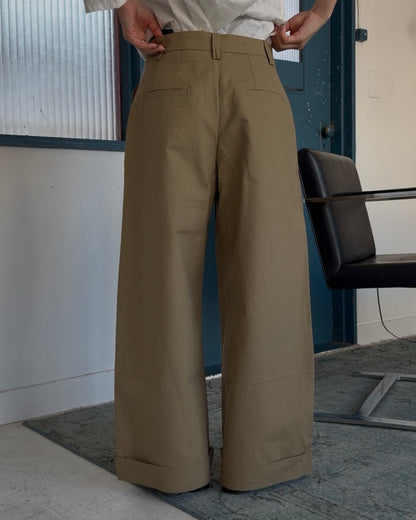 Cotton Tuck Wide Pants