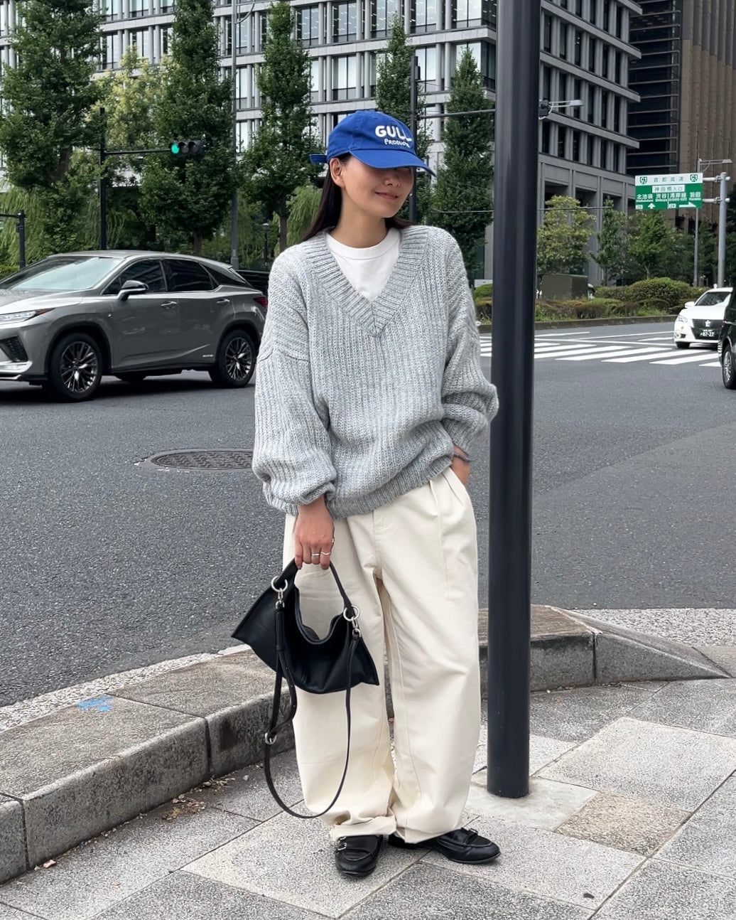 Curve Leather 2way handle bag