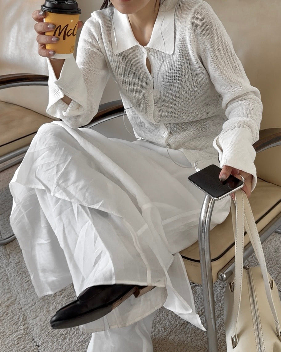 Loose Frame Cardigan white