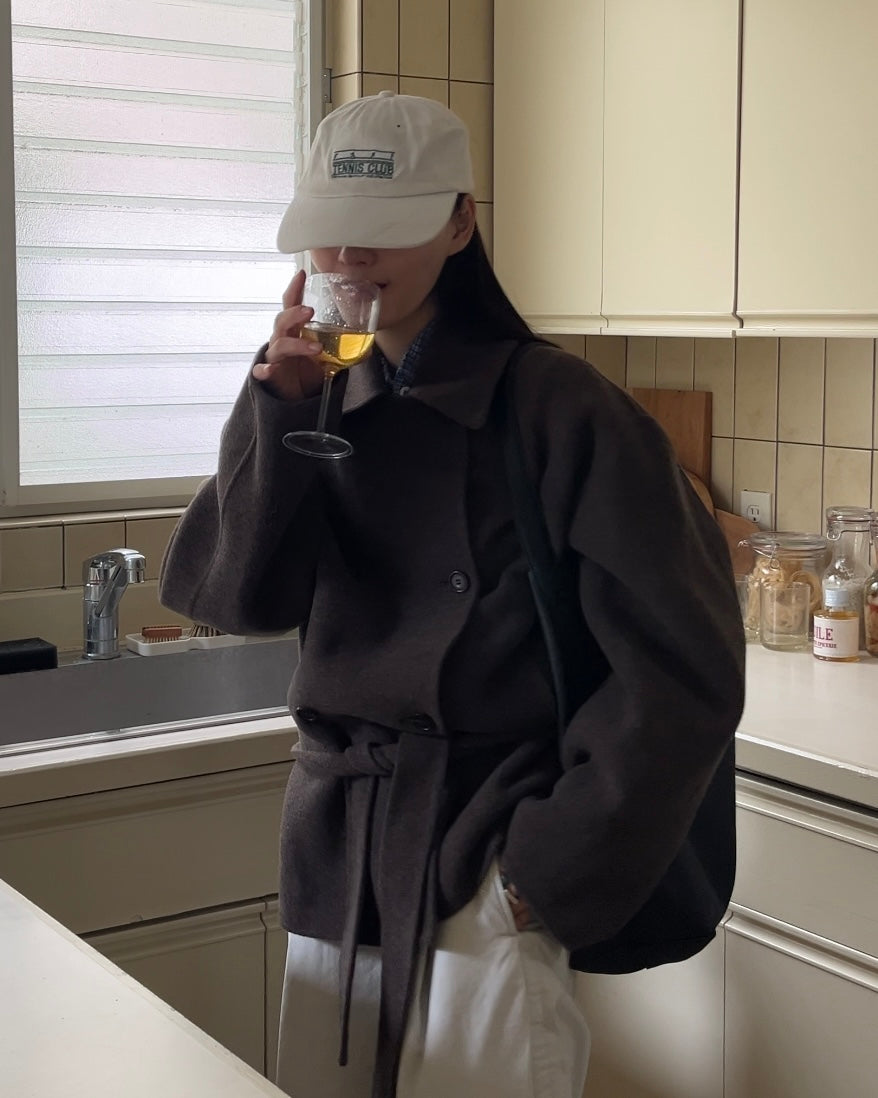 Drape Wool P-Coat brown