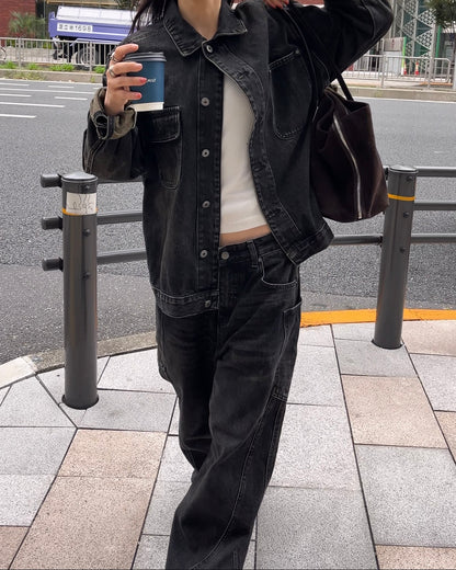 [10/30 new]Washed Denim set  black 11月下旬〜12月上旬入荷分