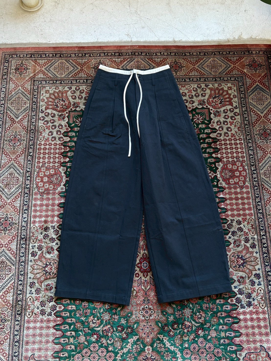 ［3/19new］Cotton Tencel Wide Slacks navy