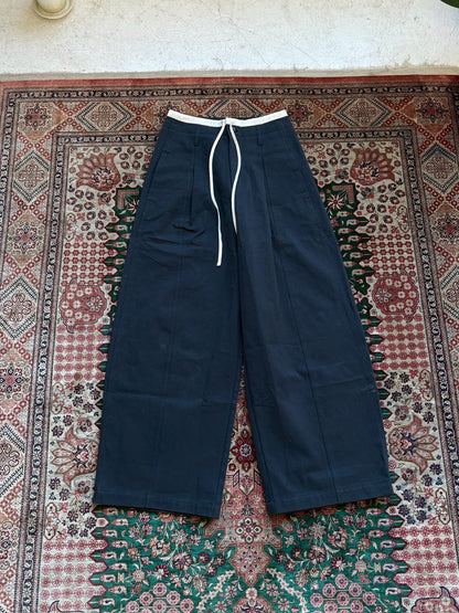 ［3/19new］Cotton Tencel Wide Slacks navy
