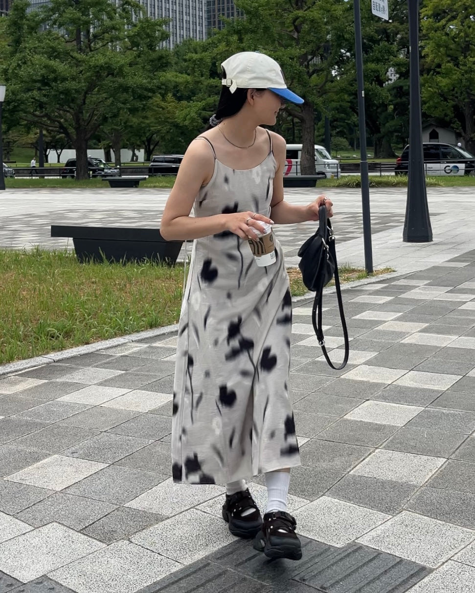 Inked Pattern Camisole Dress
