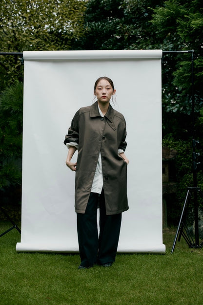 stand collar A-line coat KAK