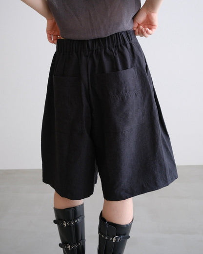 [9/10new]Linen Half Easy Shorts black