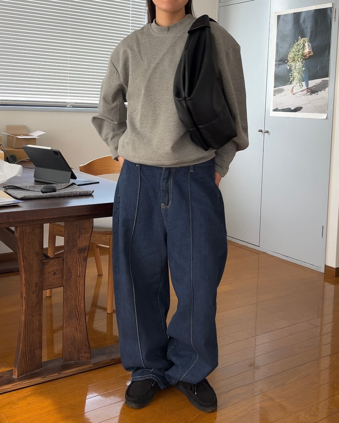 2way croissant shoulder bag black