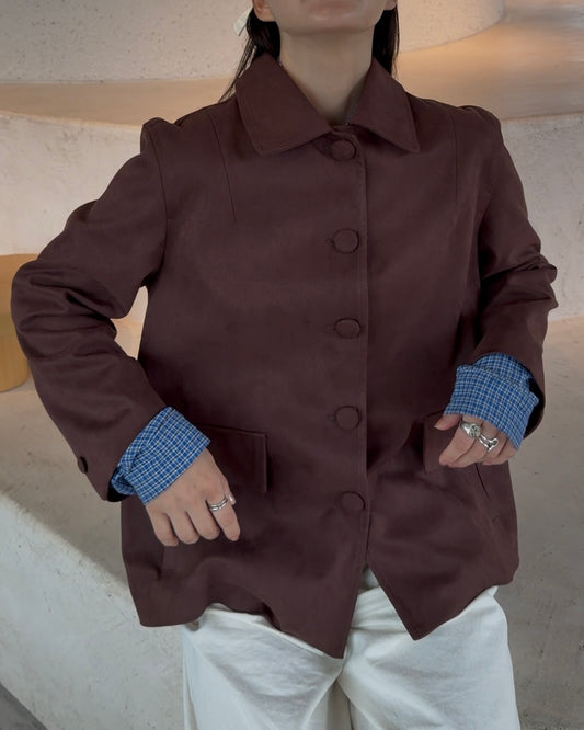 [11/20new]Minimal Suede Jacket brown