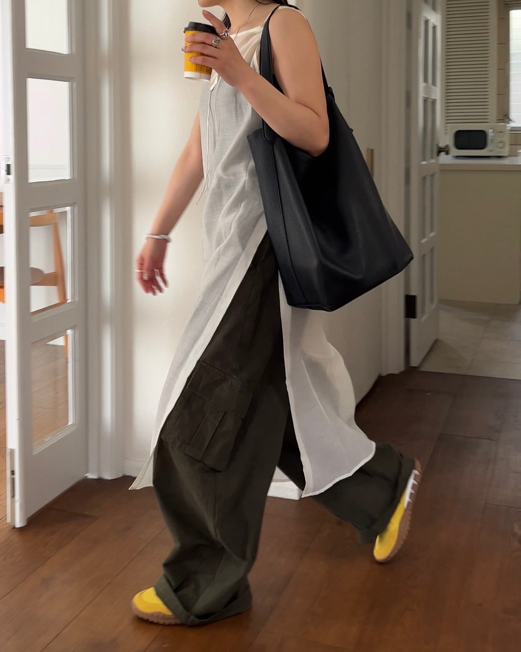 [6/11new]Cotton wide cago pants