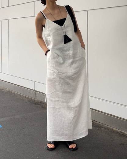 [7/2new]linen loop onepiece white