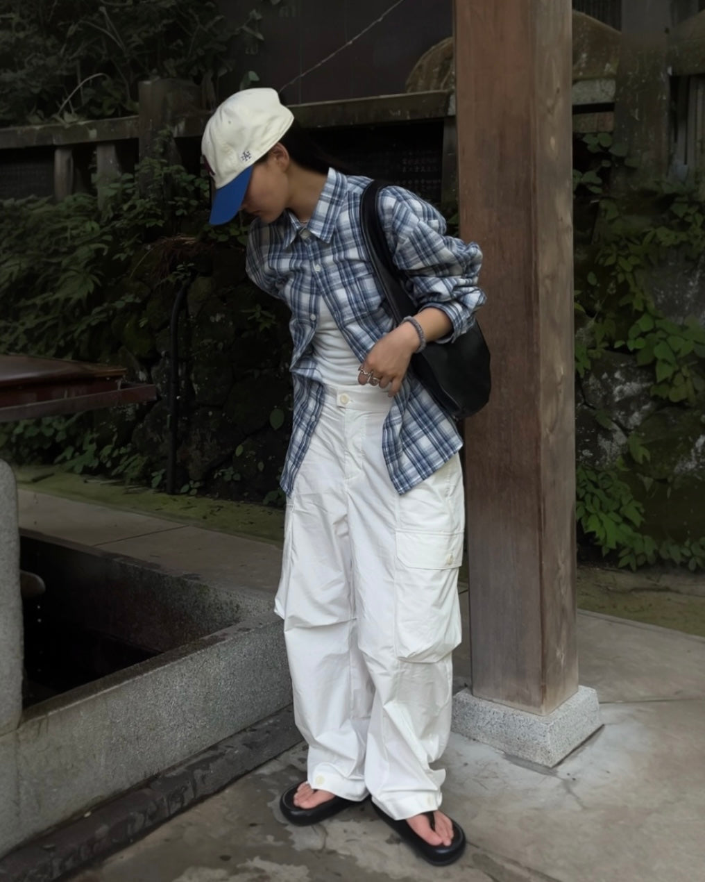 Sheer Check Airy Shirt blue