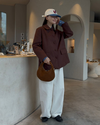 [11/20new]Buckle Straight Cotton Pants  white