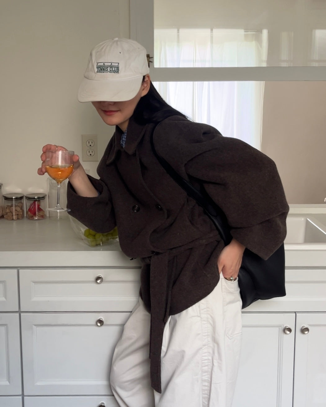 Drape Wool P-Coat brown